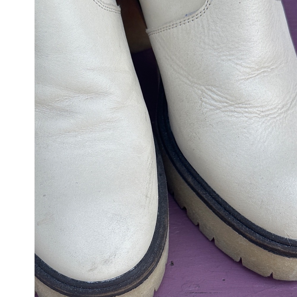 Free People Ivory Leather Chelsea Lug Sole Ankle Boots Cream Platform Boots 39 - Picture 2 of 7